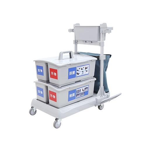 靈動型平推系統(tǒng)清潔車，配垃圾袋，雙格桶x2，含標(biāo)貼 JD R223