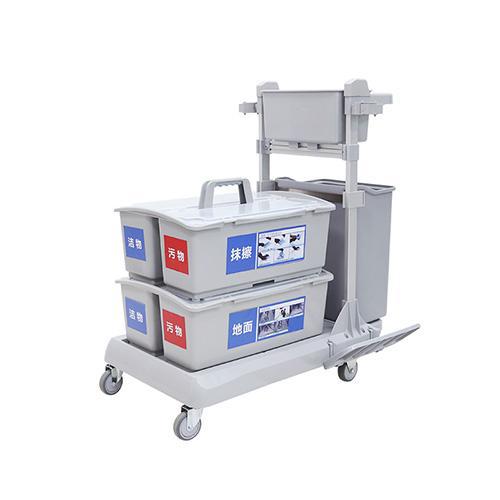 靈動型平推系統(tǒng)清潔車 配垃圾桶、2個含標(biāo)貼雙格桶 JD G223