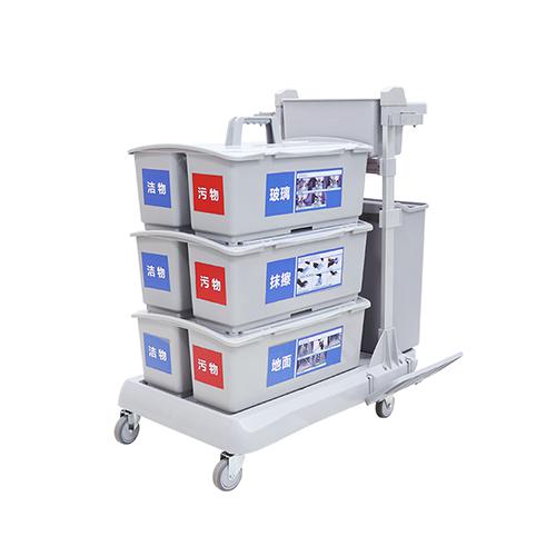 靈動型平推系統(tǒng)清潔車 配23升垃圾桶、3個雙格桶、2套車架/箱 JD G323
